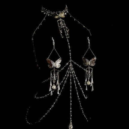 Luxury Butterfly Nipple Clips Seductive Rhinestone Body Chain Premium Collar Anal Plug Vaginal Clamp Erotic Accessories Sex Toys