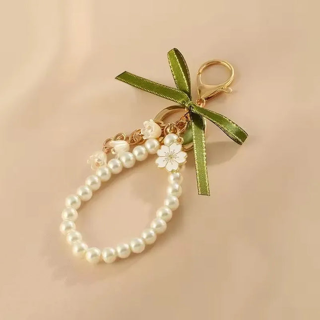 2pcs Lily of The Valley Flower Leather Keychain for Women Korea Fashion Sweet Key Chains Green FairyCore Accessories