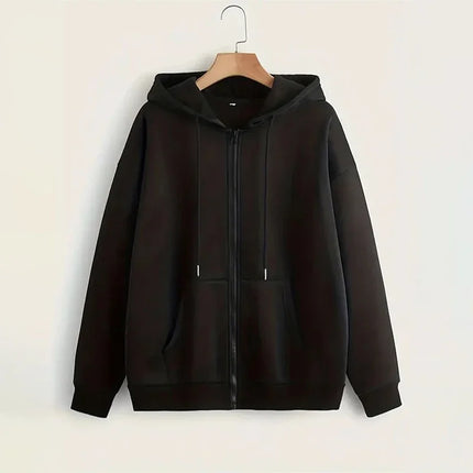 Women's Long Sleeve Zip Closure Breathable Lightweight Sweatshirts Perfect Autumn Hoodie Jackets in Casual Street Style