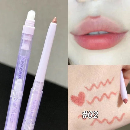 Double Headed Lip Liner Pencil Waterproof Matte Lipstick Contour Makeup Peach Pink Multi-purpose Lipliner Pencil Lips Cosmetic