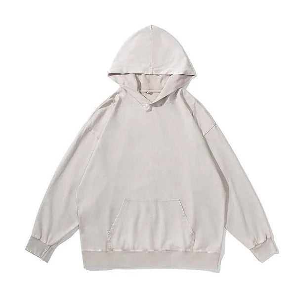 Retro Men Heavyweight 350gsm Hoodies Sweatshirts Streetwear Unisex Loose Wash Cotton Thin Hooded Sweaters Coat Hip Hop Outwears