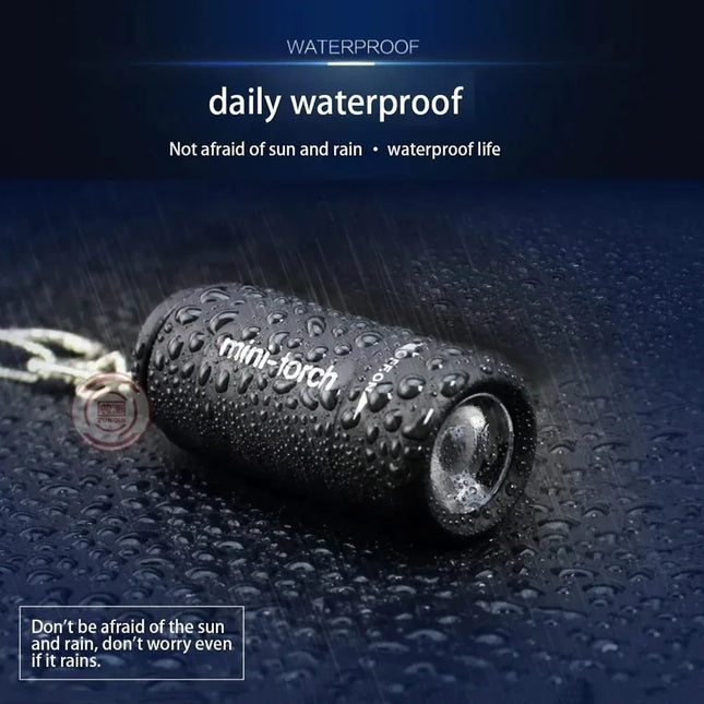 Mini waterproof LED keychain flashlight lightweight portable wear resistant for outdoor activities night travel daily emergency