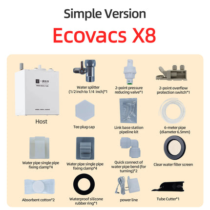 Ecovacs X11 X12 T90 X9 T50 X8 X1 Robot Vacuum Water Change Kit Auto Water Refill and Drain water hookup kit accessories Module