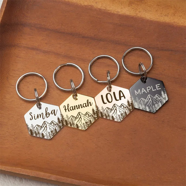 Personalized Dog Tag Hexagon Dog Name ID Tag Cat Tag Stainless Steel Pet Anti-lost Tag Puppy Accessories Customized Dog Collar