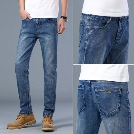SULEE Brand 2025 New Four Seasons Men's Slim Elastic Pants Fashion Business Denim  for  Stretch Men Jeans Vaqueros Hombre