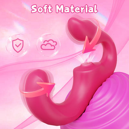 Strapless Strap-On G-Spot Dildo Vibrator Realistic Double-Ended Vibrating Butt Plug Anal Sex Toys for Women Lesbians Couples 18+