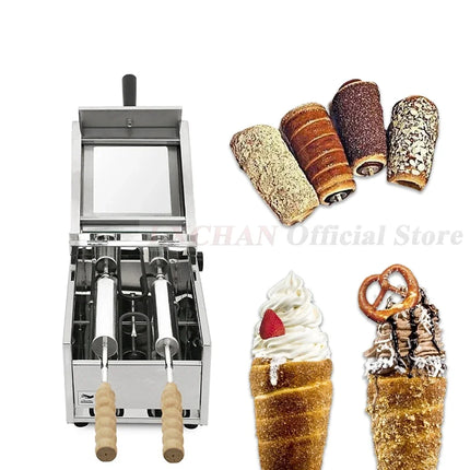 HomeWise Chimney Bread Roll Baking Machine Ice Cream Bread Cone Maker Cake Baking Machine Kurtos Kalacs Oven with 2 Rollers