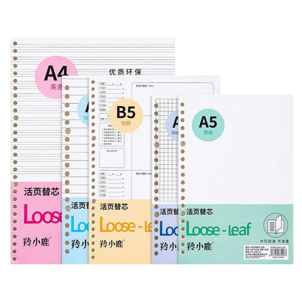 A5/B5/A4 Loose - Leaf Refills - 60 Sheets, Multi - Style Notebook Inserts Grid/Line/Blank Inner Page Refill