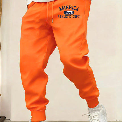 America Athletic Dept Printed Men Sweatpant Casual Pant Fashion Warm Britches Trendy Street Unisex Pants Autumn Fleece Trousers
