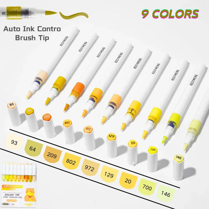 ROSYMENG 126/9 Colors Acrylic Paint Marker Pens Soft Brush Professional Drawing Pens PK LANGUO School Stationery Art Supplies