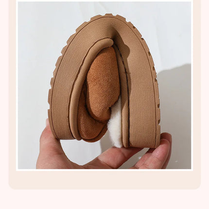 Asgard Plush Women Slippers Thick Sole Non-slip Outdoor Fuzzy Slides Winter New Fur Collar Cotton Shoes Winter Warm Home Slipper
