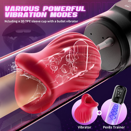 Male Penis Training Vibrator Vacuum Suction Penis Erection Masturbator LED Display Pocket Pussy Training Male Masturbation