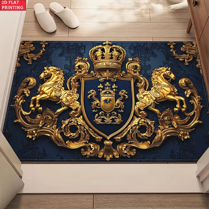 Royal Crest Rug Velvet Flannel Printed Floor Mat Luxury Design Decorative Carpet Outdoor Living Room Home Decor
