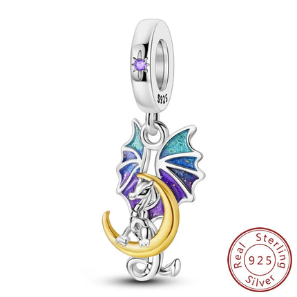 925 Sterling Silver Charms Beads Cute Fire Dragon Shaped Chameleon Charms Fit Original Pendants Bracelet DIY Women Jewelry Gift