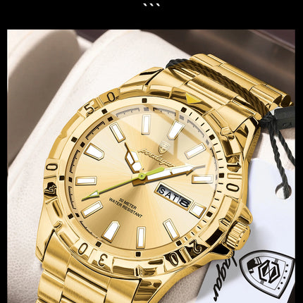 POEDAGAR Business Man Watch Waterproof Luminous Date Week Men Watch Sports Male Wristwatch Stainless Steel Men's Quartz Watches