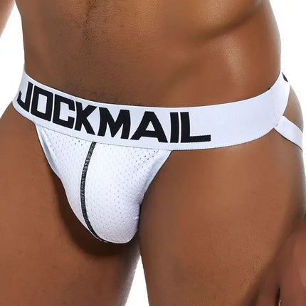 Men Underwear Thong Jockstrap Backless Breathable Mesh Cuecas Gay Jock Strap Homme Slip Erotic String Homens Tangas