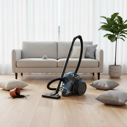 Corded Canister Vacuum Cleaner Transparent Dust Bin Bagless Canister Vacuum Long Flexible Hose Extension Tubes