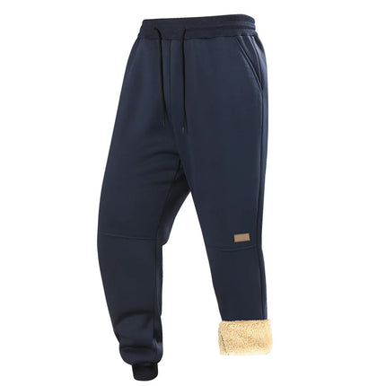 Casual for Autumn and Winter Men's Large Size Plus Velvet Pants Thermal Sports Thickened 2025 Sets Man Black Sweatpants Baggy