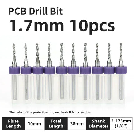 PCB Drill Bit 10pcs Tungsten Steel Micro Diameter Drill Bit Set 1/8 "Fixed Handle Mini Cnc Drill Bit 0.1-3.175mm