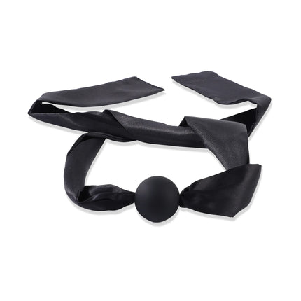 3 Colors Sm Sexy Satin Eye Mask Silicone Mouth Ball Dual-Use Solid Mouth Gag Training Sex Tool Sex Toys For Couples Women Men ﻿