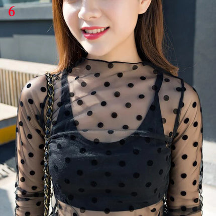 2023 Autumn Hollow Out Mesh T-Shirt Daisy Flower Pattern Crop Top sexy Transparent Long Sleeves Basic Tops For Women Lace Tops