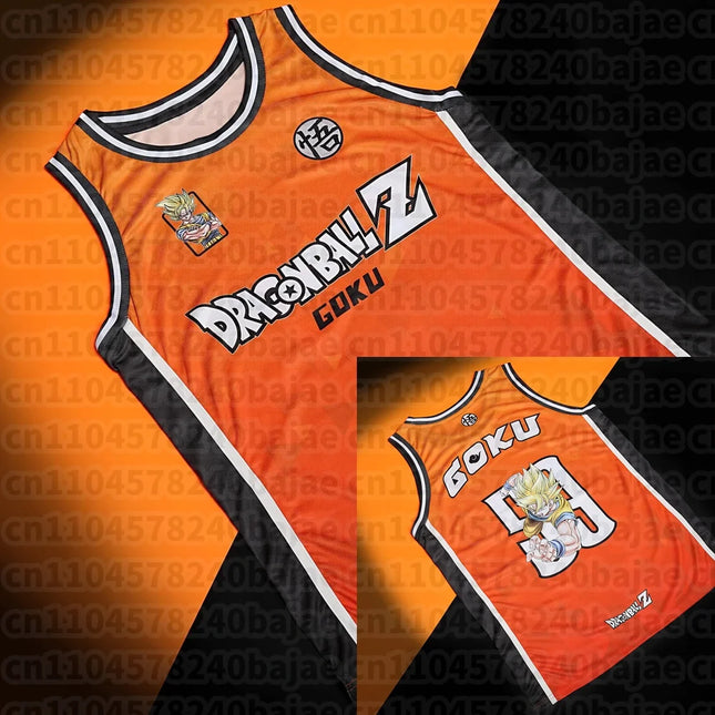 2026 New Dragon Ball Z Theme Vest Anime Débardeur Collector Jersey Goku Orange Jersey Summer Oversized Fashion Bandai Cosplay
