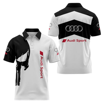 2026 3D Printed Audi Short-Sleeved Polo Shirt High-Quality Casual Sports Fashion T-Shirt Collar Fast Shipping