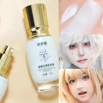 45ML Pure White Liquid Foundation Goth White Foundation Cream Concealer Cosplay Clown Halloween Face Body Paint Zombie Make-Up