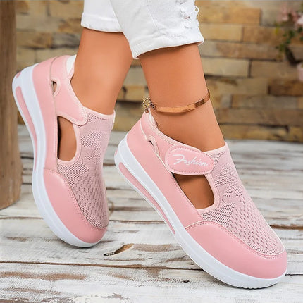 Designer Women Sneakers Wedge Tennis Shoes Red Blue Canvas Women Casual Shoes Ladies Platform Vulcanized Shoe Hollow Out Shoes