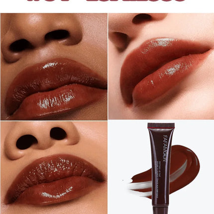 1pcs Soft Tube Mirror Lip Gloss Lip Oil Nude Brown Plumping Lip Gloss Moisturising Transparent Lipgloss Beauty Cosmetics Makeup