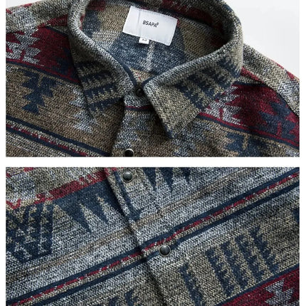 Trendy Men's Woolen Jacket Spring Autumn Casual Style Shirt Patchwork Design Sensibility Chinese National Fashion Overwear