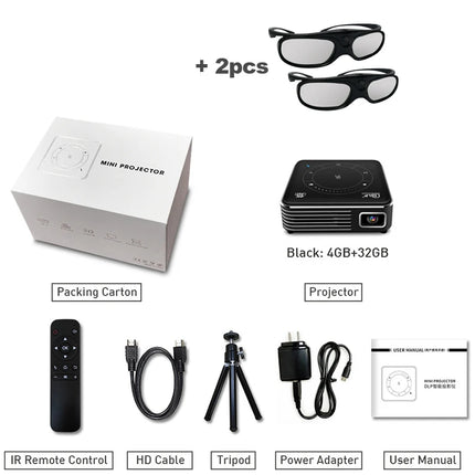VIVICINE P11 Mini Portable Projector Android 9.0 DLP 4K Support Pocket 3D WiFi BT Battery 1.5H Power Bank Home Theater