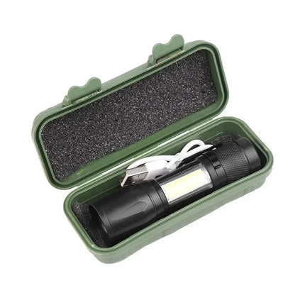 USB Rechargeable Mini Flashlight COB+XPE Portable Built-in Battery Zoomable Small Torch 3 Mode Camping Emergency Flashlights