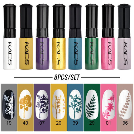 8PCS/Set 7ml Nail Stamper Polish Colorful Gold Silver White Print Art Decoration Image Plate Manicure Varnishes Lacquers Tools