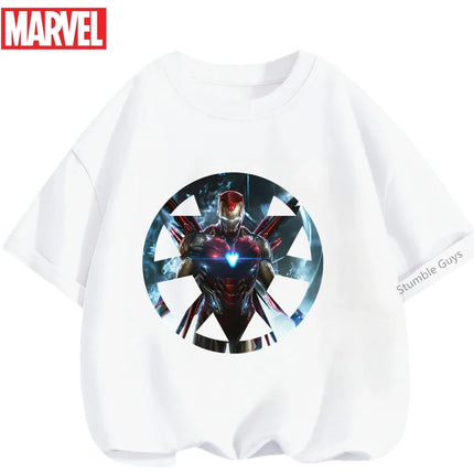 Kids Marvel Iron Man Avengers T-Shirt Boys Girls Summer Superhero Daily Wear 2026 New Anime Clothes