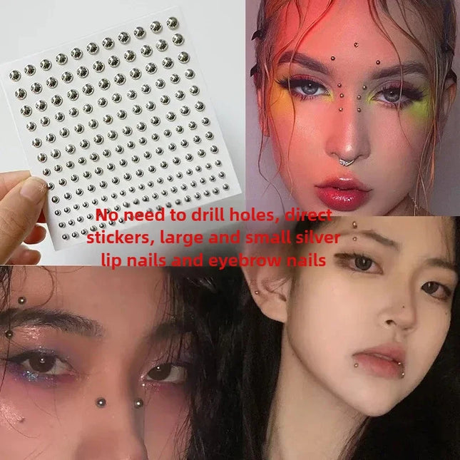 165pcs Non Piercing Lip Nails Sticker Selfadhesive Waterproof Reusable Fake Lip Nail Eyebrow Nose Ring Body Belly Button Jewelry