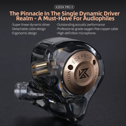KZ EDX PRO X IEM Earphones Dynamic Drive HiFi Deep Bass Sound Earbud Sport Music Noise Cancelling Headset with Detachable Cable