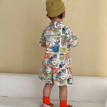 RAISE Children Summer Shirts Outfits Boys Vacation Suit 2026 Kids Girls Print Dress Brother Sister Outfits Siblings Matching Set