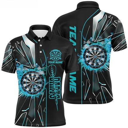2026 Collar Button T-shirt 3D Dart Printed Men's Polo Shirt Fashionable Casual Sports Jersey Short Sleeved Dart Polo Shirt