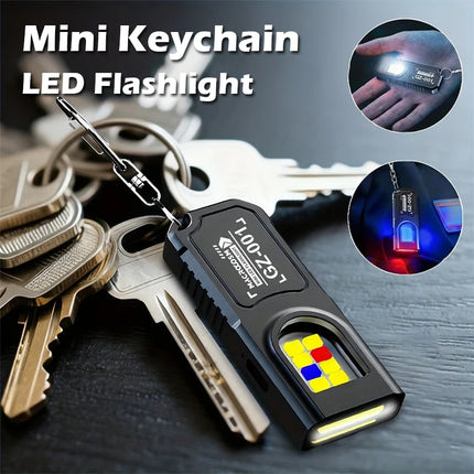 Powerful Mini COB LED Keychain Flashlight USB C Rechargeable Hanging Work Light Waterproof Keyring Camping Walking Pocket Lamp