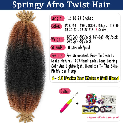 Ombre Ginger Springy Afro Twist Hair 1B 30 27 613 350 Bug Color Pre Fluffed Spring Twist Hair Marley Braiding Hair for Soft Locs