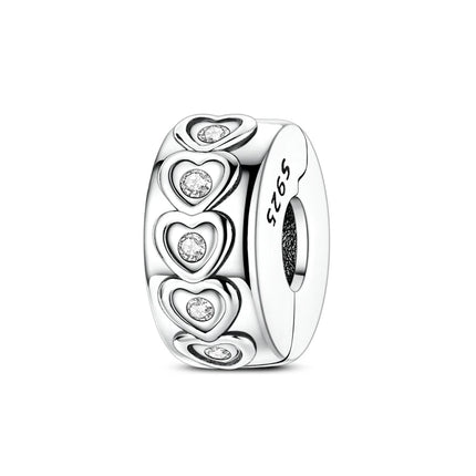 Silver 925 Charm Bead Rose Heart Pandent Butterfly Orchid Clasp Clip Fit Original Bracelet Pendnat Diy For Woman Jewelry
