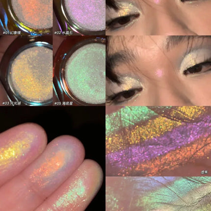 RMT Chameleon Highlight Pink Purple Fine Powder Cream Blusher Shiny ROMATIC Face Brighten High Gloss Integrated Plate Makeup