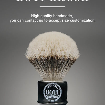 Boti Screw Type Brush Enlightener Badger and N3C Synthetic with Antique Black Porcelain Resin Handle for Easy Replaceable Knot