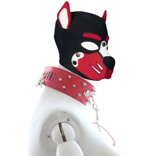 Erotic Charm Colorful Dog Hood with Slave Bondage Rivets Traction Pet Play Collar for Couple BDSM Cosplay Flirting Adult Sex Toy