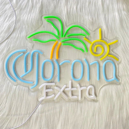 Palm Tree Corona Extra Beer Neon Sign for Home Bar Man Cave Pub Store Party Club Bistro Light Up Bar Neon Signs for Wall Decor