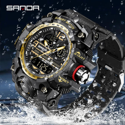 SANDA G style New Men's Watch 50M Waterproof Sports Military Quartz Watch For Male Electron Digital Wristwatch Reloj De Hombre