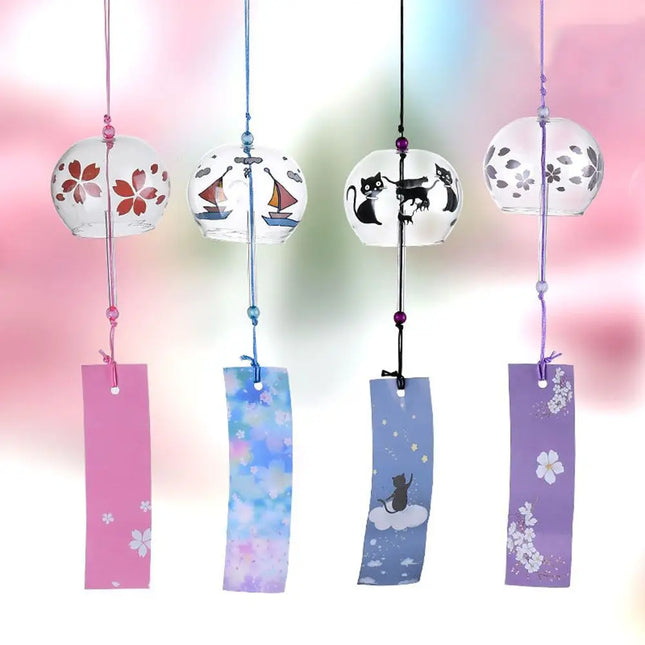 1PC Wind Bell Japan Wind Chimes Handmade Glass Furin Spa Kitchen Office Decor Japanese Room Decor For Home Decoration Party Tool