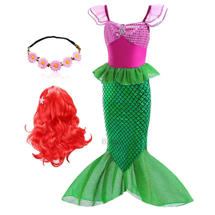 Fancy The Little Mermaid Costume Princess Ariel Mermaid Costume for Girls Ariel Carnival Halloween Costumes Party Dress Clothes