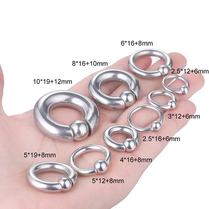 1pcs Stainless Steel Large Gauge Captive Bead Ring 20G-00G Nose Hoop for Women Men Ball Closure Rings Ear Piercing Body Jewelry